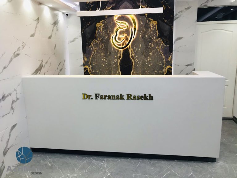 اجرای میز منشی با سرامیک پرسلان