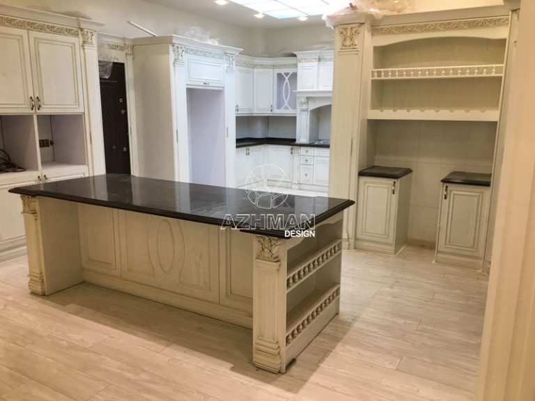 اجرای صفحه کابینت با سینک یکپارچه در اردبیل با سنگ کورین